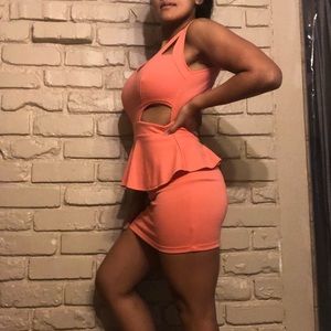 Peach peplum mini dress